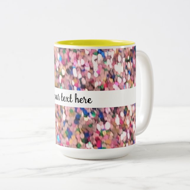 Taza Bicolor Diamantina rosada (Anverso derecho)