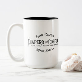 Taza Bicolor Diapers y café Ironic Funny Retro Restaurant