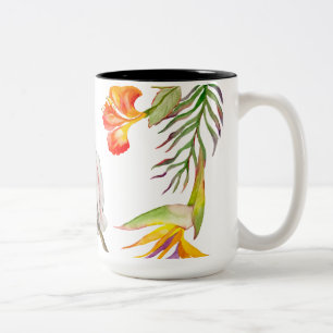 Taza Bicolor Dibujo acuarela de un loro de cacatúa