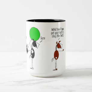 Taza Bicolor Dibujo animado bashkir lindo del caballo