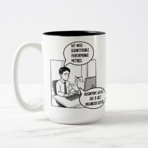 Taza Bicolor Dibujo Animado Corporativo Humor Oficina Gato Dive