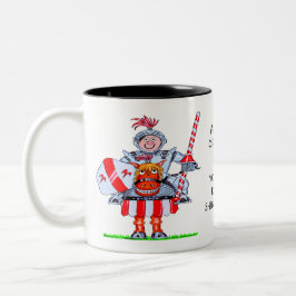 Taza Bicolor Dibujo animado de caballero montando a caballo