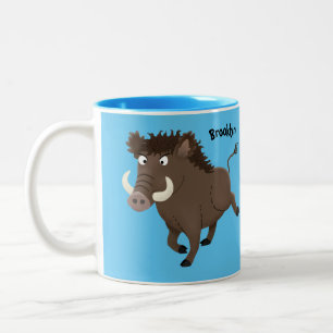 Taza Bicolor Dibujo animado divertido de jabalí salvaje