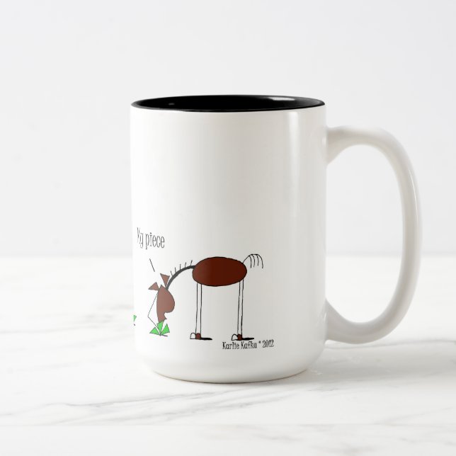 Taza Bicolor Dibujo animado divertido del caballo (Derecha)
