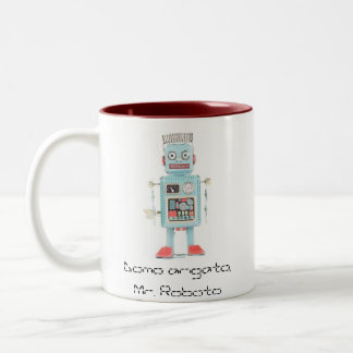 Taza Bicolor dibujo animado-robot, arigato de Domo, Sr. Roboto