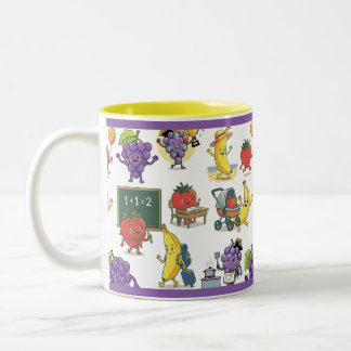 Taza Bicolor Dibujo animado sin fisuras de la vida escolar de f