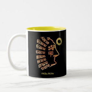 Taza Bicolor Dibujo artístico de Machu Picchu con estilo sobre