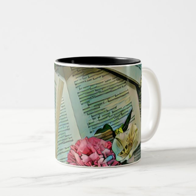 Taza Bicolor Dibujo de amante de libros (Anverso derecho)