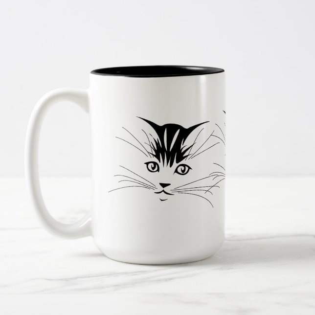 Taza Bicolor Dibujo de cara de gato (Izquierda)