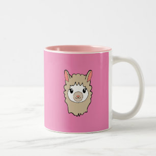 Taza Bicolor Dibujo de cara de llamada corta rosada