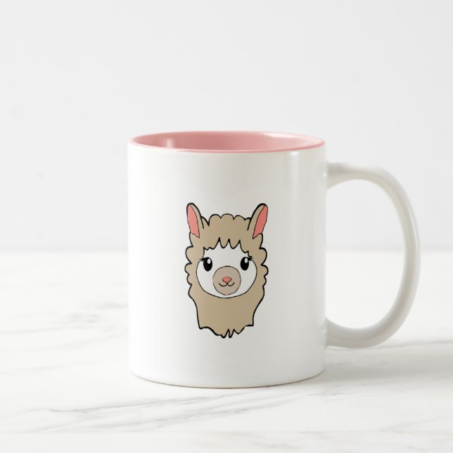 Taza Bicolor Dibujo de cara de llamada cuta (Derecha)