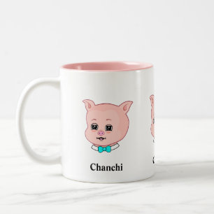 Taza Bicolor Dibujo de cerdo Chancho Lindo