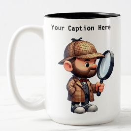 Taza Bicolor Dibujo de detective privado personalizable Misteri