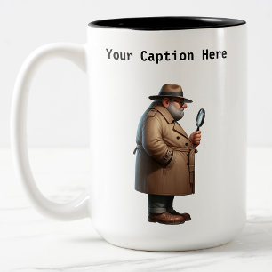 Taza Bicolor Dibujo de detective privado personalizable Misteri