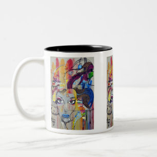 Taza Bicolor Dibujo de dibujo de graffitis estadounidense en un