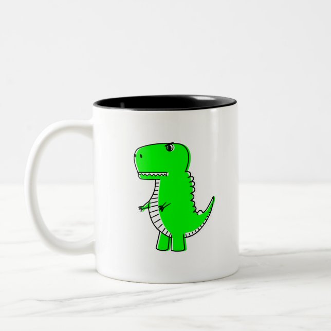 Taza Bicolor Dibujo de dinosaurios verdes (Izquierda)