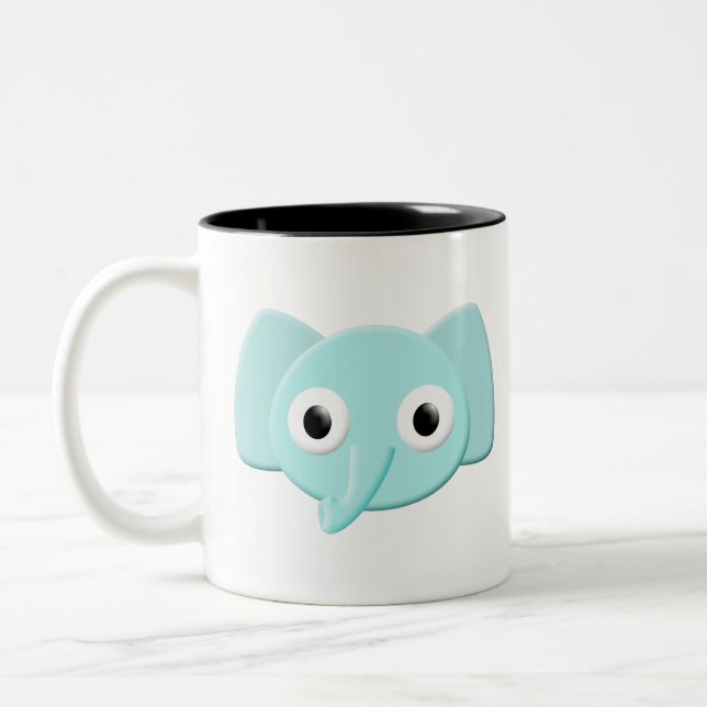Taza Bicolor Dibujo de elefantes azules para bebés (Izquierda)