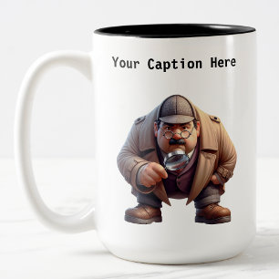 Taza Bicolor Dibujo de investigador privado personalizable Mist