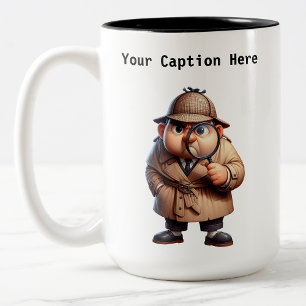 Taza Bicolor Dibujo de investigador privado personalizable Mist