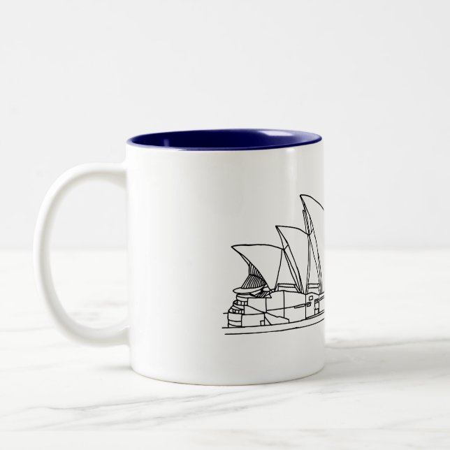 Taza Bicolor Dibujo de la Ópera de Sydney Australia (Izquierda)