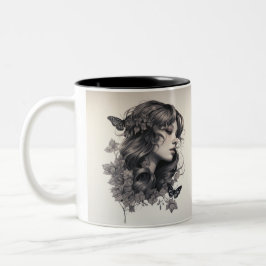 Taza Bicolor Dibujo de lápiz lindo moderno