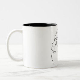 Taza Bicolor Dibujo de línea minimalista representando a una mu