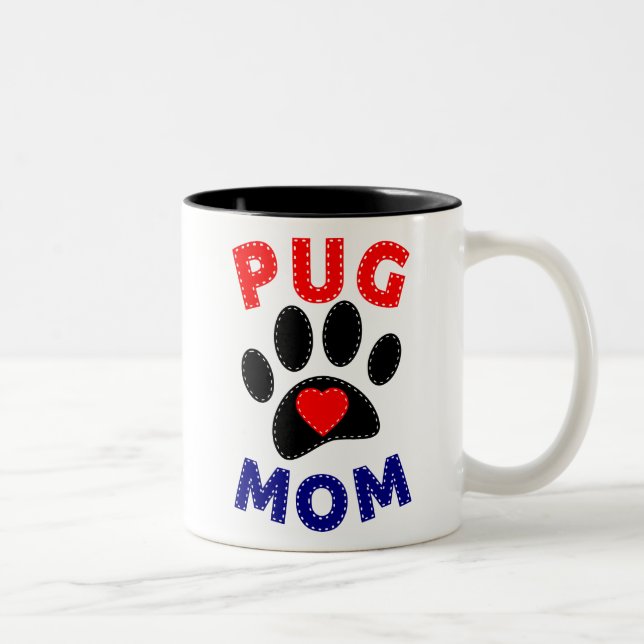 Taza Bicolor Dibujo de mamá de pug (Derecha)