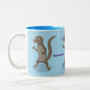 Taza Bicolor Dibujo de mangosta linda estilo caricatura