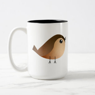 Taza Bicolor Dibujo de pájaro gorrión