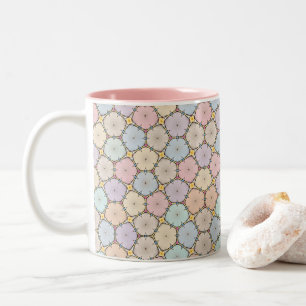 Taza Bicolor Dibujo de rebanadas de madera pastel