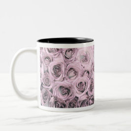 Taza Bicolor Dibujo de rosas rosadas