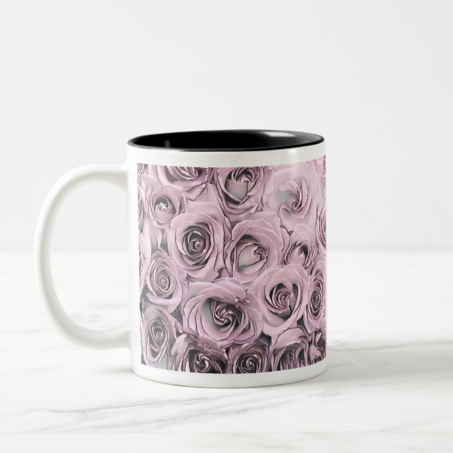 Taza Bicolor Dibujo de rosas rosadas (Izquierda)