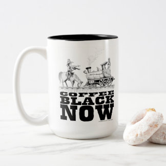 Taza Bicolor Dibujo del robo del tren de café negro