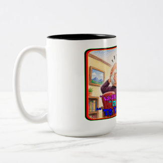 Taza Bicolor Dibujo divertido de pánico por corto apriete de op