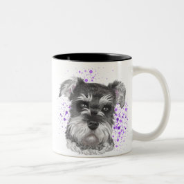 Taza Bicolor Dibujo lindo del perro del Schnauzer