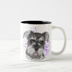 Taza Bicolor Dibujo lindo del perro del Schnauzer