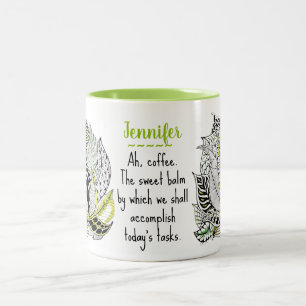 Taza Bicolor Dibujos abstractos personalizados de hojas verdes