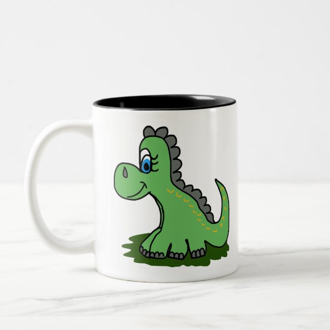 Taza Bicolor dibujos animados de dinosaurio (Izquierda)