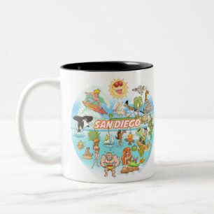 Taza Bicolor Dibujos animados de San Diego