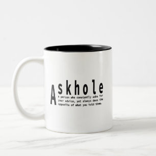 Taza Bicolor Diccionario de definición sarcástica - Askholes