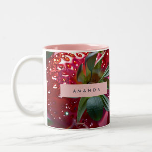 Taza Bicolor Dicha Personalizada de Fresa Jugosa