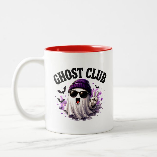 Taza Bicolor 🎃 Dicho de Halloween de fantasma lindo 👻 (Izquierda)