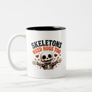 Taza Bicolor 🤍 Dicho divertido de Halloween de esqueleto 💀