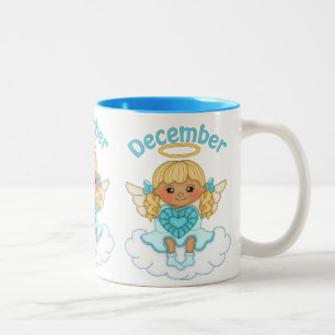 Taza Bicolor Diciembre Angel café Birthstone mug