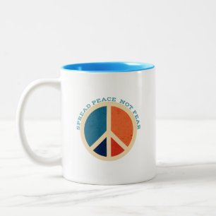 Taza Bicolor Difundir paz no miedo símbolo de paz amarillo rojo