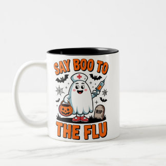 Taza Bicolor Dile boo al Médico de enfermería de Halloween que 