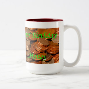 Taza Bicolor Dinero de Cumpleaños Moneda