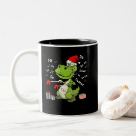 Taza Bicolor Dinosaur Fa Ra Ra Ra Rawr T-Rex Christmas Xmas