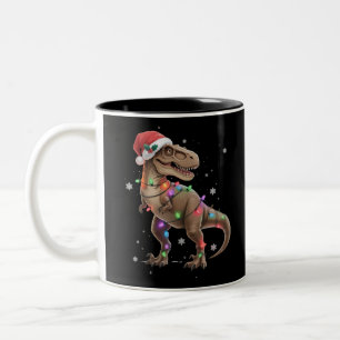 Taza Bicolor Dinosaur T-rex Árbol Navidad Xmas Mascota Dino Tre