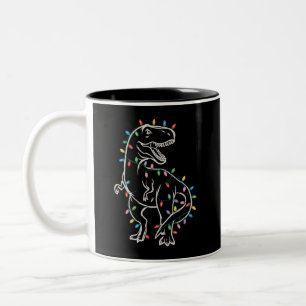 Taza Bicolor Dinosaur T-rex Árbol Navidad Xmas Mascota Dino Tre